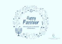 Happy Passover Wreath Postcard Image Preview