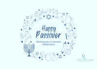 Happy Passover Wreath Postcard