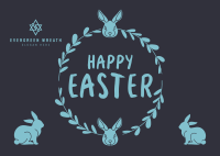 Easter Bunny Wreath Postcard Image Preview