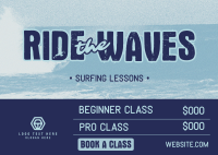 Ride the Waves Surf Class Postcard