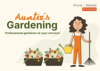 Auntie's Gardening Postcard