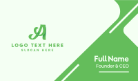 Green Calligraphic Letter A Business Card Design
