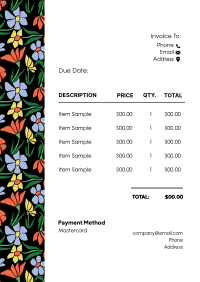 Abstract Flowers Invoice