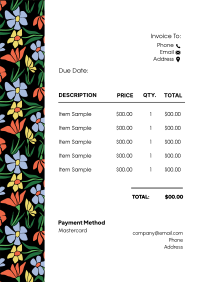 Abstract Flowers Invoice Image Preview