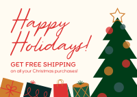 Christmas Free Shipping Postcard