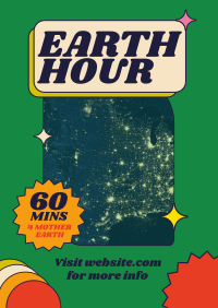 Retro Earth Hour Reminder Flyer Design