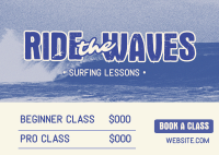 Ride the Waves Surf Class Postcard