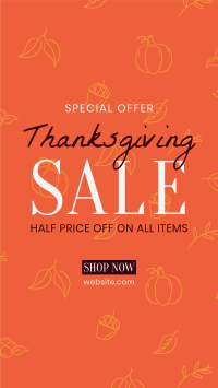 Thanksgiving Line Art Sale Facebook Story Design