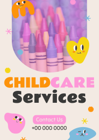 Quirky Faces Childcare Service Poster