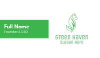 Green Eco Leaf Cat Business Card Image Preview