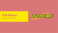 Yellow Cartoon Superhero Wordmark Business Card