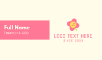 Pink Cute Flower Daycare Lettermark Business Card