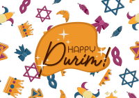 Purim Doodles Postcard Image Preview