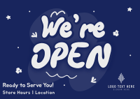 We're Open Doodles Postcard