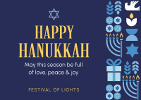 Happy Hanukkah Pattern Postcard