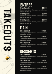 Eatery Takeouts Menu