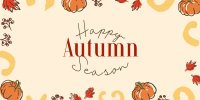 Leaves and Pumpkin Autumn Greeting Twitter Post