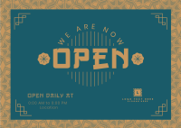 Oriental We’re Open Postcard Design