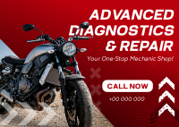 Motorcycle Advance Diagnostic and Repair Postcard Design