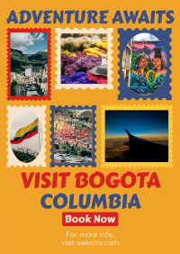 Travel to Colombia Postage Stamps Poster