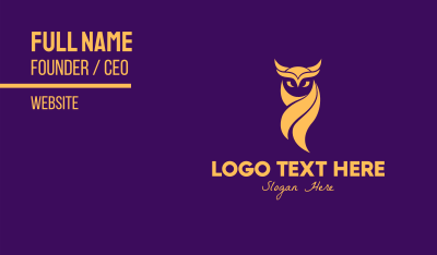 Elegant Golden Owl Business Card