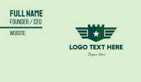 Green Military Shield Badge Business Card Design