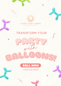 Quirky Party Balloons Poster Design