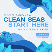 Ocean Day Clean Up Drive Linkedin Post Design