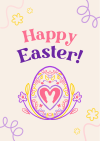 Floral Egg with Easter Bunny Flyer Design