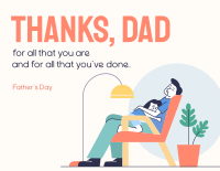 Daddy and Daughter Sleeping Thank You Card Image Preview