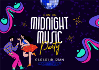 Midnight Music Party Postcard