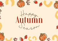 Leaves and Pumpkin Autumn Greeting Postcard