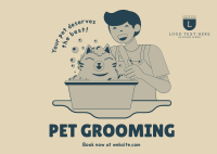 Grooming Cat Postcard