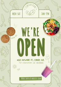 Vegan Monoline  Now Open Poster Design