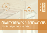 Quality Repairs and Renovations Postcard Design