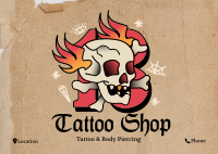 Traditional Skull Tattoo Postcard