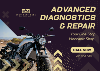 Motorcycle Advance Diagnostic and Repair Postcard Design