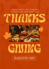 Retro Thanksgiving Party Flyer Design