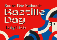 Bastille Day Geometric Postcard