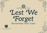 Remember their Valor Postcard