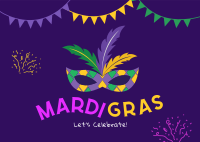 Mardi Gras Mask Postcard