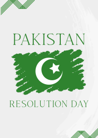 Pakistan Day Brush Flag Poster