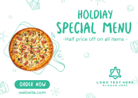 Holiday Pizza Special Postcard