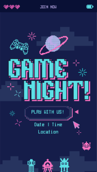 Pixelated Game Night Facebook Story