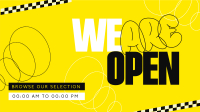 Modern Abstract We're Open Facebook Event Cover Design