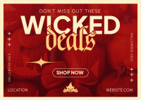 Retro Wicked Deals Postcard Image Preview