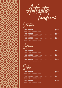 Authentic Tandoori Restaurant Menu