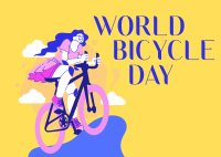 Lets Ride this World Bicycle Day Postcard