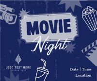 Retro Movie Night Facebook Post Design