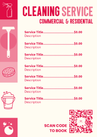 Housekeeping Menu example 1